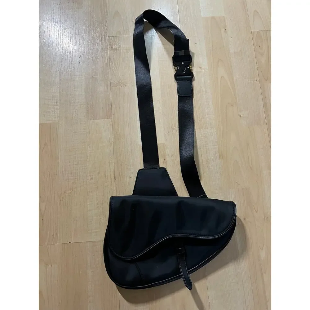 Unbranded Black Nylon Saddle Bag Crossbody Purse Y2K Streetwear Utility Unisex